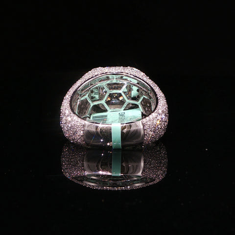 10K White Gold Asscher Diamond Pave Cocktail Ring Size 10