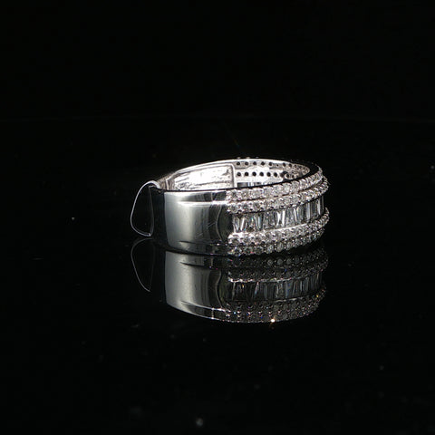 10K White Gold Diamond Five Row Ring Size 10