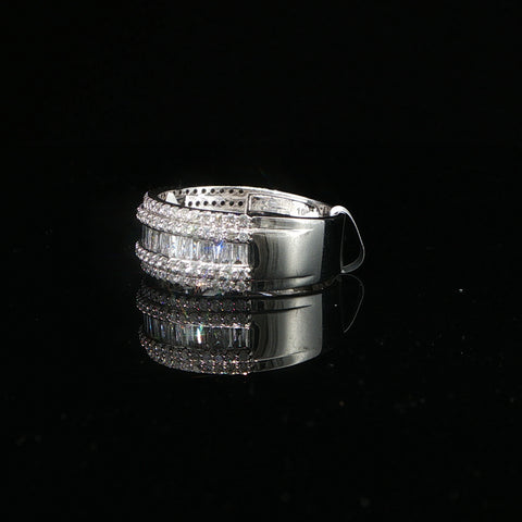 10K White Gold Diamond Five Row Ring Size 10