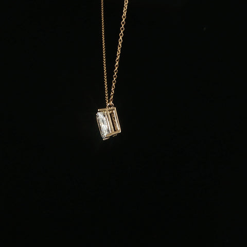 14K Yellow Gold Radiant Lab Diamond Solitaire Necklace