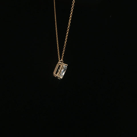 14K Yellow Gold Radiant Lab Diamond Solitaire Necklace