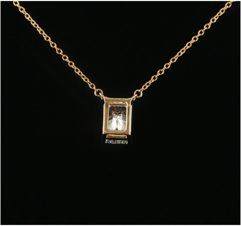 14K Yellow Gold Radiant Lab Diamond Solitaire Necklace