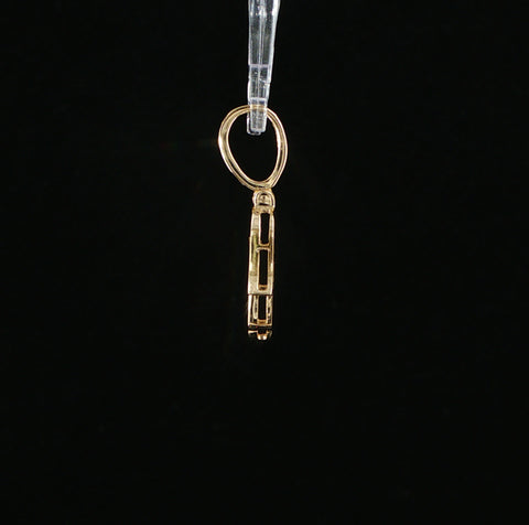 10K Yellow Gold Natural Diamond Hamsa Hand Pendant