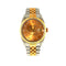 Rolex Datejust two-tone watch with champagne dial and diamond hour markers