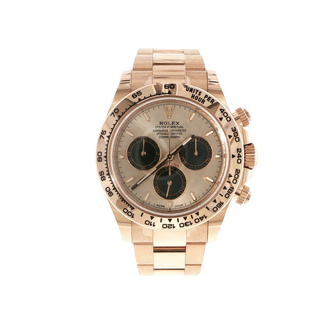 Rolex Daytona ref. 126505 18K rose gold watch with Sundust dial and black chronograph sub-dials
