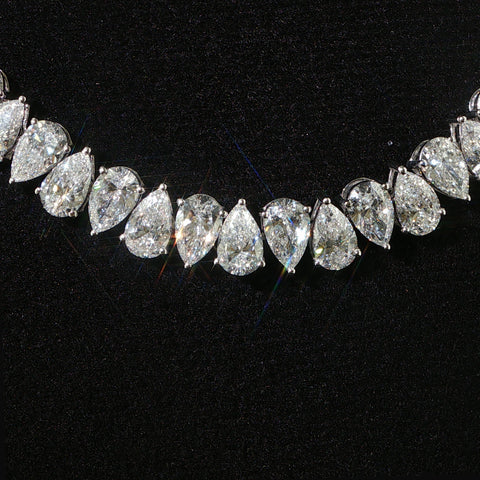 10K White Gold Alternating Pear Shape Diamond Chain | 20 Inch