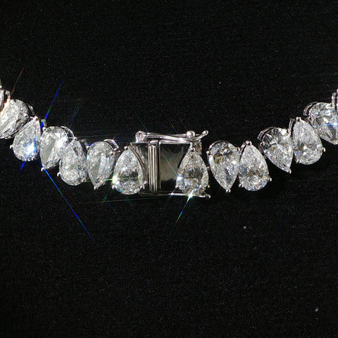 10K White Gold Alternating Pear Shape Diamond Chain | 20 Inch