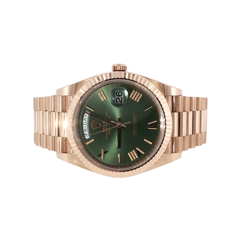 2026 Rose Gold Rolex Day-Date | Olive Dial | Ref. 228235