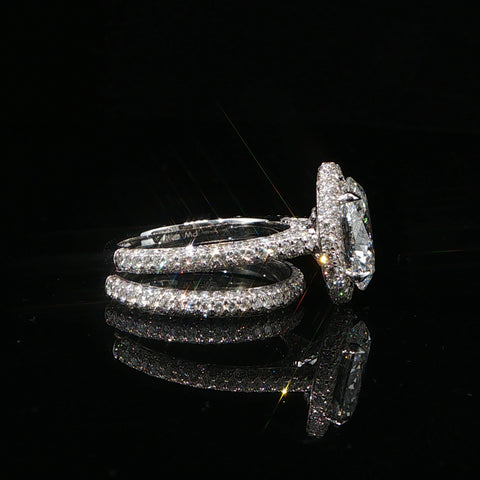 14K White Gold Oval Diamond Engagement Ring Stack | Center Stone 3.04 CT