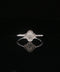 10K White Gold Clover Bead Ring | Size 7