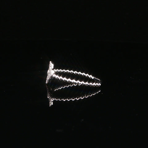 10K White Gold Clover Bead Ring | Size 7