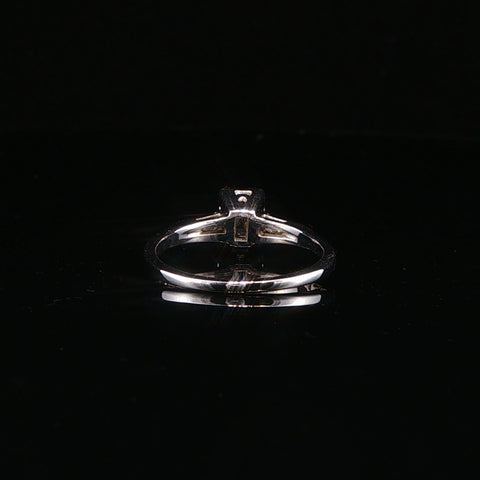 14K White Gold Emerald Cut Trilogy Ring | Size 7