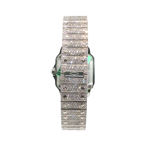 Custom Iced Out Cartier Santos 27mm | Lab Diamond VS+ DEF Color | 13 CTW