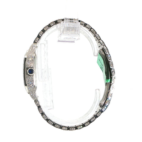 Custom Iced Out Cartier Santos 27mm | Lab Diamond VS+ DEF Color | 13 CTW