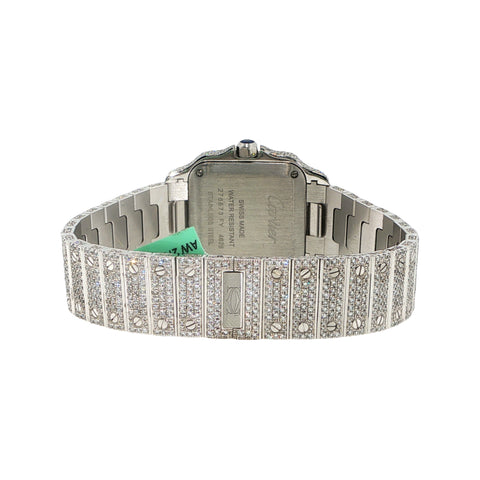 Custom Iced Out Cartier Santos 27mm | Lab Diamond VS+ DEF Color | 13 CTW