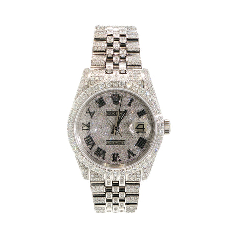 Custom Iced Out Rolex Datejust 36mm | Jubilee Bracelet | 10 CTW