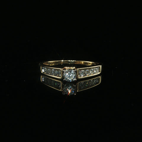 14K Yellow Gold Channel Set Engagement Ring | 0.38 CTW | Size 6.5