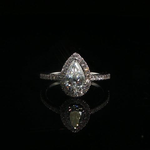 10K White Gold Pear Cut Engagement Ring | 1.5 CTW | Size 7.25