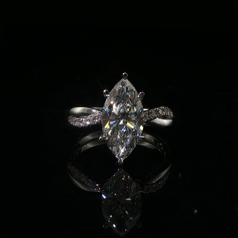 18K White Gold Marquise Diamond Engagement Ring | 2.86 CTW | Size 7.5