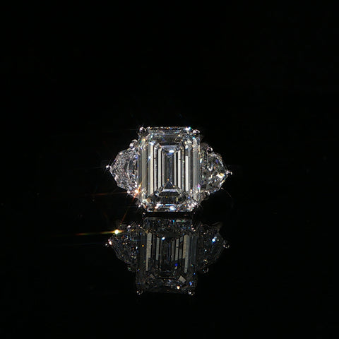 14K White Gold Diamond Trilogy Engagement Ring | 4.89 CTW | Size 7.25