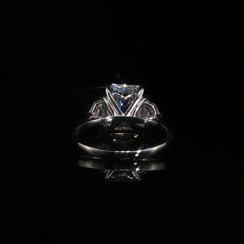 14K White Gold Diamond Trilogy Engagement Ring | 4.89 CTW | Size 7.25