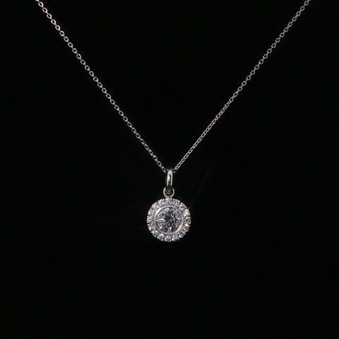 18K White Gold Round Diamond Pendant Necklace | 0.69 CTW | 16-18 Inch