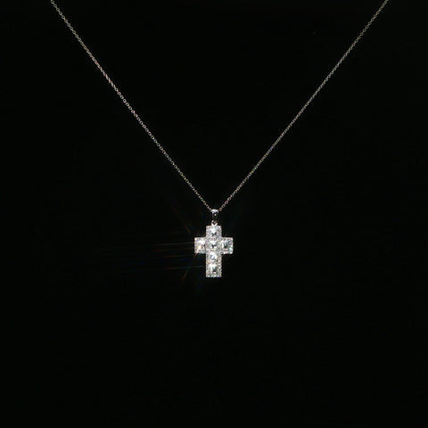 18K White Gold Cross Pendant Necklace | 0.52 CTW | 16-18 Inch