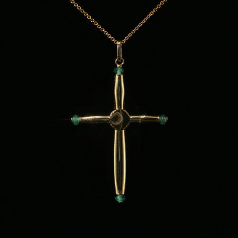 18K Yellow Gold Large Cross Pendant Necklace | 1.78 CTW | 16-18 Inch