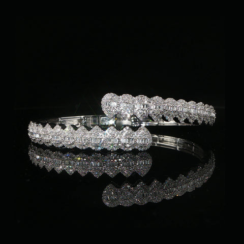 14K White Gold Diamond Bangle Bracelet | 1.59 CTW