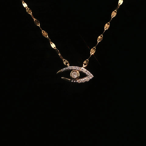 10K Yellow Gold Evil Eye Pendant Necklace | 18-19 Inch | 0.35 CTW