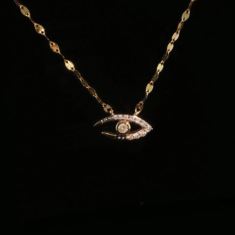 10K Yellow Gold Evil Eye Pendant Necklace | 18-19 Inch | 0.35 CTW