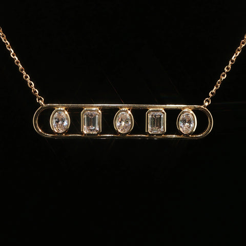 14K Yellow Gold Lab Diamond Bar Pendant Necklace | 1.6 CTW