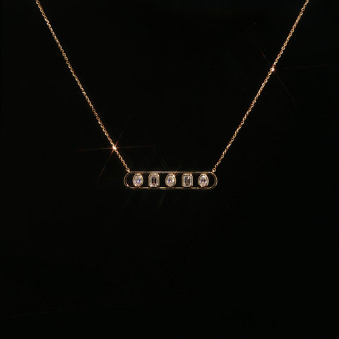 14K Yellow Gold Lab Diamond Bar Pendant Necklace | 1.6 CTW