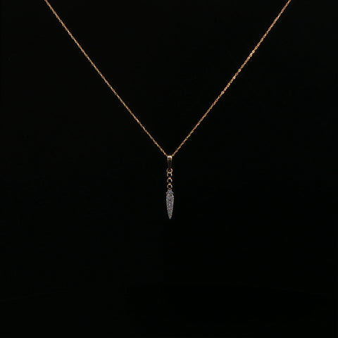 10K Yellow Gold Natural Diamond & Sapphire Spear Pendant | 0.10 CTW