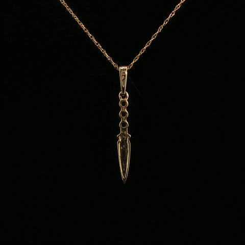 10K Yellow Gold Natural Diamond & Sapphire Spear Pendant | 0.10 CTW