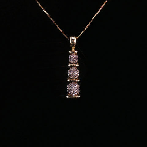 10K Yellow Gold Natural Diamond Graduating Pendant Necklace | 0.25 CTW
