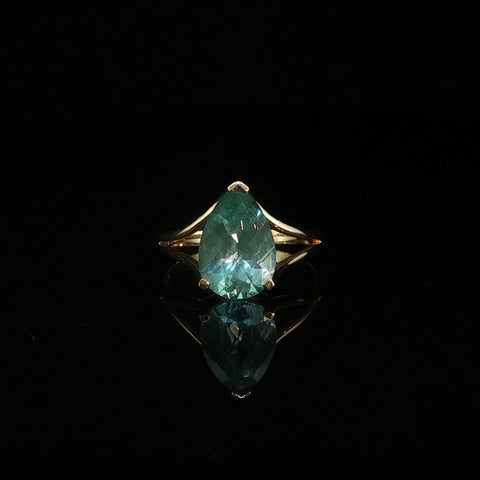 14K Yellow Gold Pear Cut Topaz Ring | Size 7