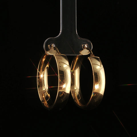 14K Yellow Gold Wide Polished Hoop Earrings | 3.6 Grams