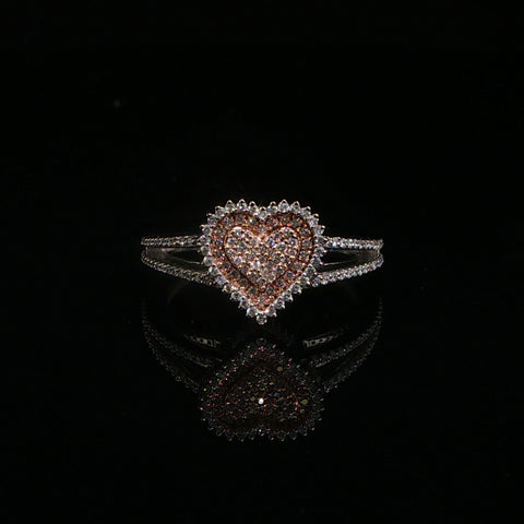 10K White & Rose Gold Diamond Heart Ring | 0.35 CTW | Size 7