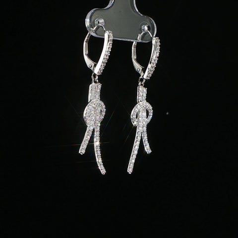 14K White Gold Diamond Knot Earrings | 0.75 CTW