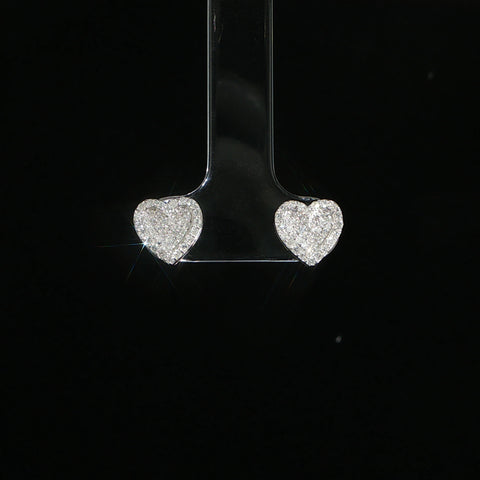 10K White Gold Natural Diamond Heart Earrings | 0.29 CTW