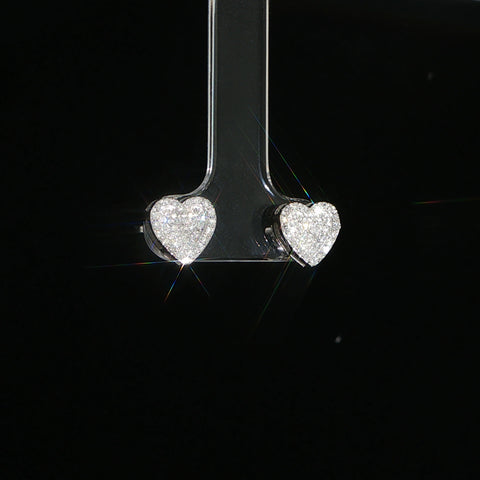 10K White Gold Natural Diamond Heart Earrings | 0.29 CTW