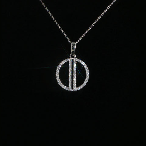 10K White Gold Natural Diamond Semi-Circle Pendant Necklace | 0.2 CTW | 18 Inch