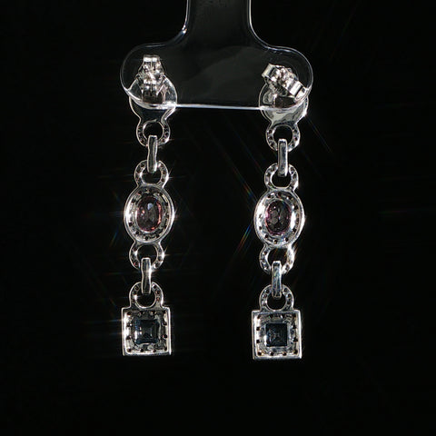 18K White Gold Sapphire & Diamond Link Dangle | 0.3 CTW