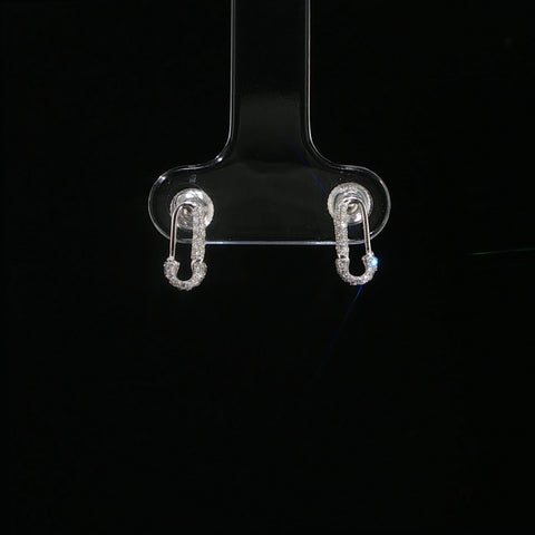 10K White Gold Diamond Paperclip Earrings | 0.13 CTW