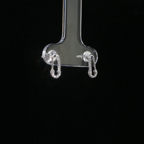 10K White Gold Diamond Paperclip Earrings | 0.13 CTW
