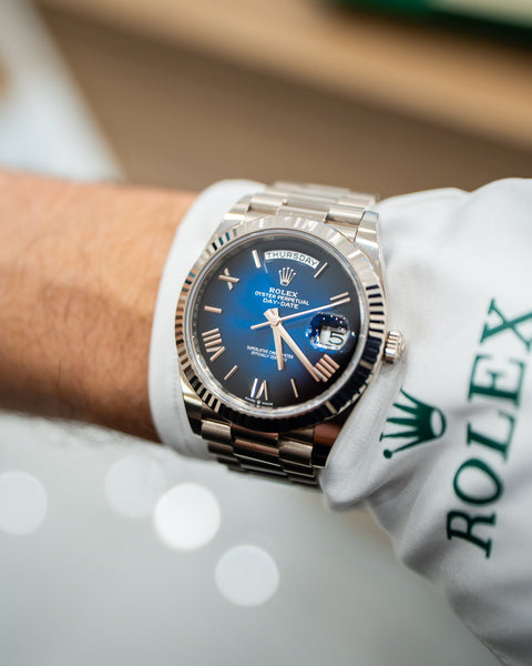 2024 Rolex Day-Date 40 White Gold Blue Ombré Dial 228239