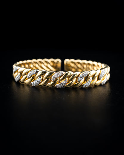 18K Yellow Gold Diamond Cuff Bracelet – 0.70 CTW – 33.4g