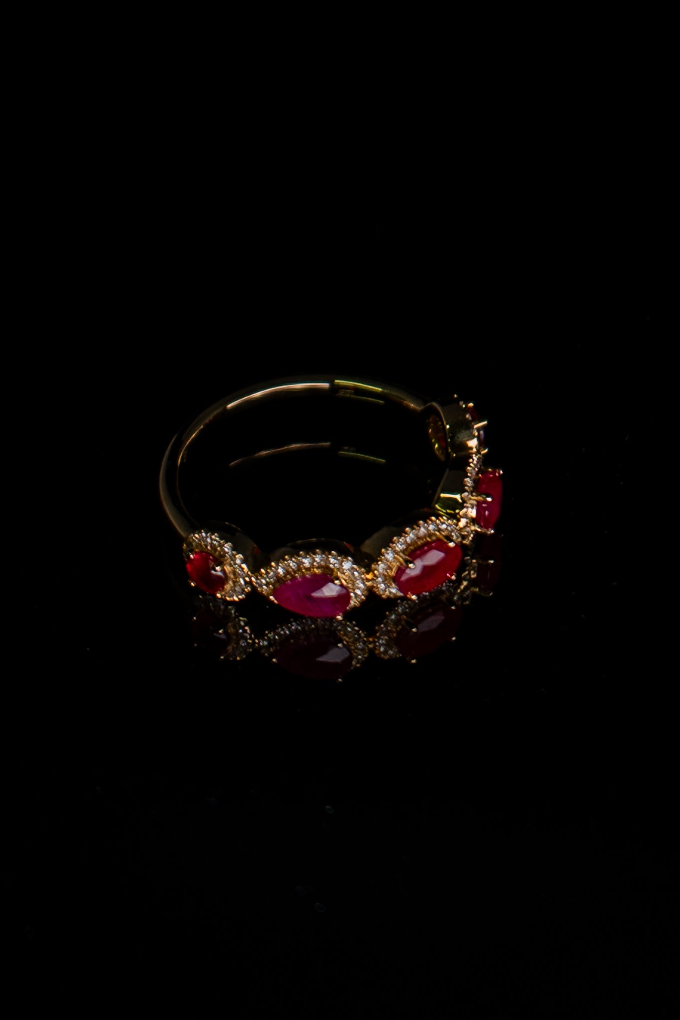 10K Yellow Gold Mixed Ruby & Diamond Ring