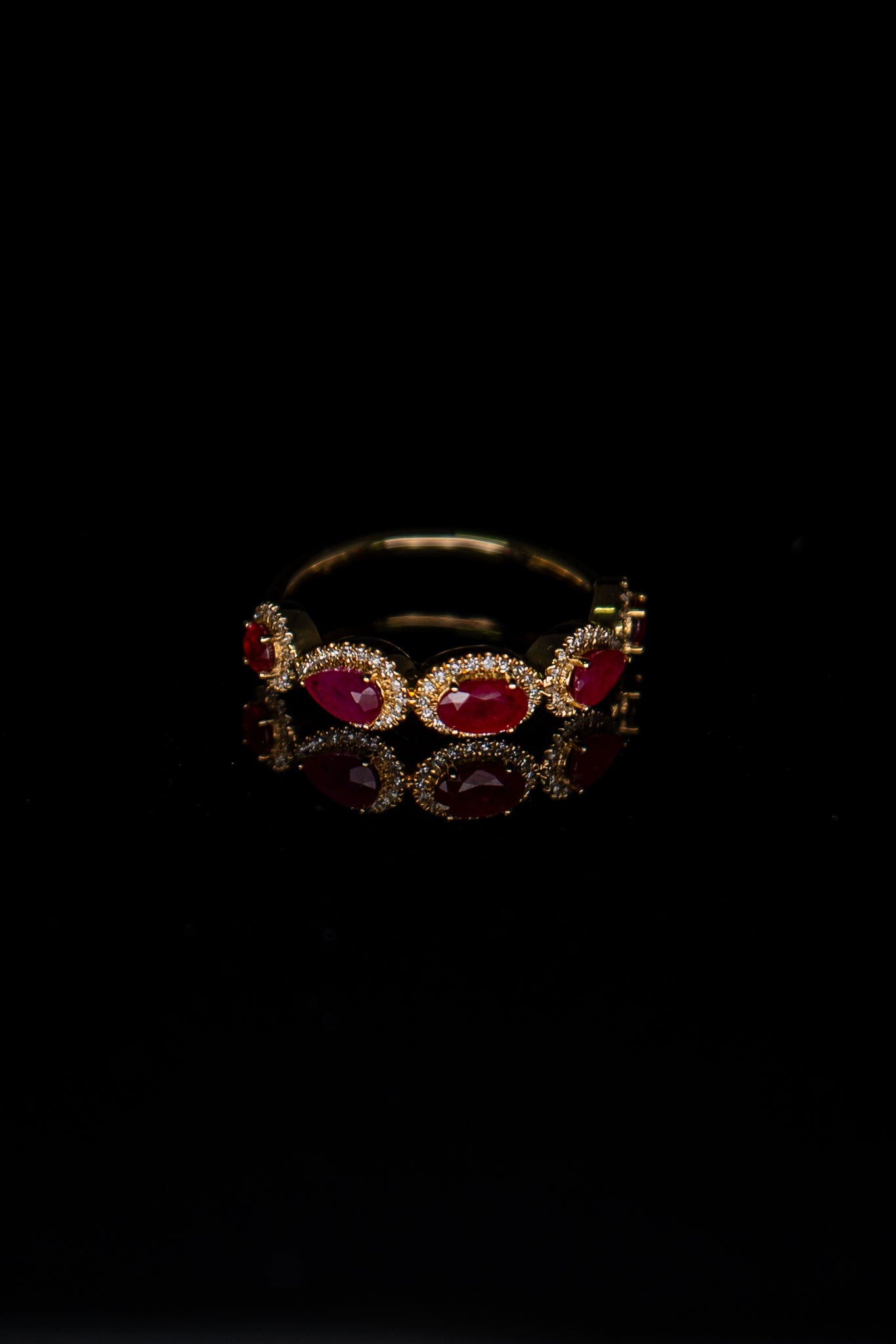 10K Yellow Gold Mixed Ruby & Diamond Ring